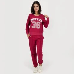 Kontakt - Jogger Slim Femme Avec Couture Devant Apparente - Rouge Bordeaux - Drest