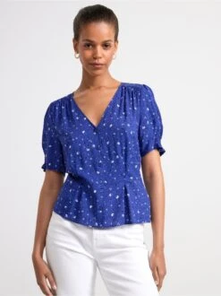 Lindex Femme - Chemisier à Manches Courtes - Blue - Drest