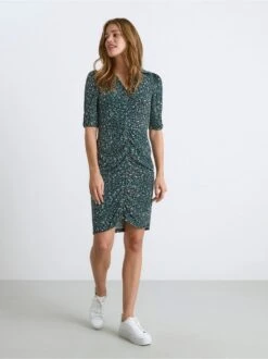 Lindex Femme - Floral Dress With Front Navy - Drest