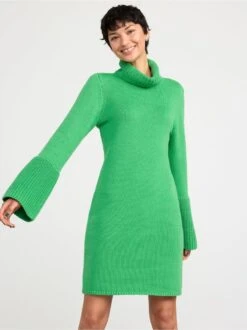 Lindex Femme - Robe En Maille à Manches évasées Strong Green - Drest