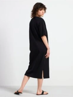 Lindex Femme - Robe T-shirt à Manches Black - Drest -Pas Cher Mode Séduisante Magasin 8534631 80 PS MD