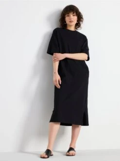 Lindex Femme - Robe T-shirt à Manches Black - Drest