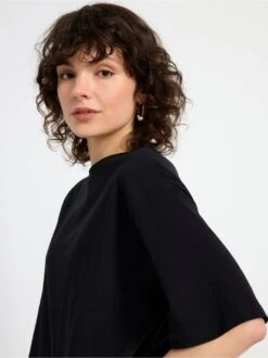 Lindex Femme - Robe T-shirt à Manches Black - Drest -Pas Cher Mode Séduisante Magasin 8534631 80 PS MP