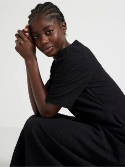 Lindex Femme - Robe Midi En Seersucker à Manches Black - Drest -Pas Cher Mode Séduisante Magasin 8542594 80 PS ME