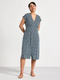 Lindex Femme - Robe Midi Manches Courtes à Navy - Drest