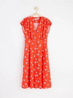 Lindex Femme - Robe Midi Manches Courtes à Red - Drest -Pas Cher Mode Séduisante Magasin 8551859 7287 PS F