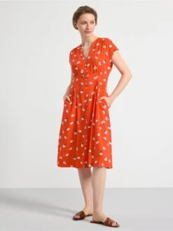 Lindex Femme - Robe Midi Manches Courtes à Red - Drest