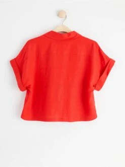 Lindex Femme - Blouse En Lin Mélangé à Manches Courtes Strong Red - Drest -Pas Cher Mode Séduisante Magasin 8573797 7432 PS B