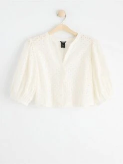 Lindex Femme - Blouse Courte à Manches Bouffantes Off White - Drest -Pas Cher Mode Séduisante Magasin 8582755 300 PS F