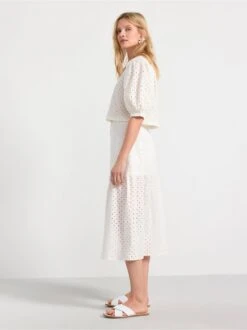 Lindex Femme - Blouse Courte à Manches Bouffantes Off White - Drest -Pas Cher Mode Séduisante Magasin 8582755 300 PS ME