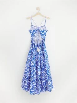 Lindex Femme - Robe Longue Fleurie à Volants Strong Blue - Drest -Pas Cher Mode Séduisante Magasin 8584930 7343 PS B