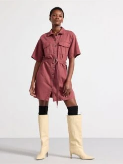 Lindex Femme - Robe Chemise Avec Poches Et Ceinture à La Taille - Pink - Drest