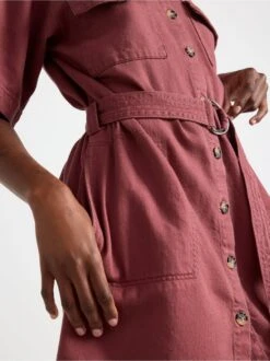 Lindex Femme - Robe Chemise Avec Poches Et Ceinture à La Taille - Pink - Drest -Pas Cher Mode Séduisante Magasin 8609021 9619 PS MP