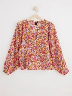 Lindex Femme - Blouse Fleurie à Manches Orange - Drest -Pas Cher Mode Séduisante Magasin 8619132 9610 PS F