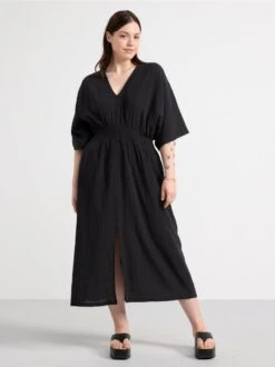 Lindex Femme - Robe Longue à Manches Black - Drest