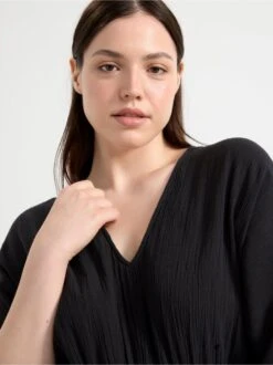 Lindex Femme - Robe Longue à Manches Black - Drest -Pas Cher Mode Séduisante Magasin 8622888 80 PS MP