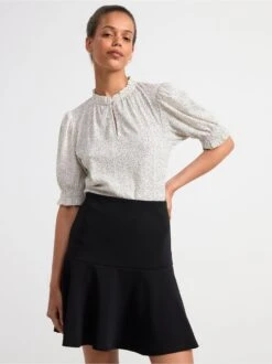 Lindex Femme - Haut Texturé à Manches Bouffantes Off White - Drest