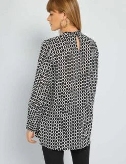 Kiabi Femme - Blouse Imprimée à Col Montant Volanté - ME_GEOM - Drest -Pas Cher Mode Séduisante Magasin AEB10 2 ZC4
