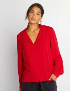 Kiabi Femme - Blouse Fluide à Manches Longues -SAVVY_RED - Drest