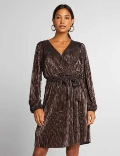 Kiabi Femme - Robe En Maille Plissée Brillante - BRONZEPLEA - Drest -Pas Cher Mode Séduisante Magasin APJ85 1 ZC3