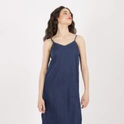 KONTAKT - Robe Bretelle Femme En Jeans - THANA - Drest -Pas Cher Mode Séduisante Magasin Robe bretelle femme en jeans THANA 2