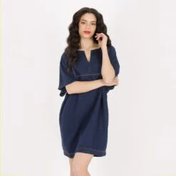 KONTAKT - Robe Femme Manches Kimono En Jeans -THURAYA - Drest