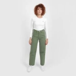 Kontakt - Pantalon Straight Femme - SARRA - Vert Militaire - Drest