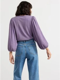 Lindex Femme - Chemisier à Manches Bouffantes - Moody Lilac - Drest -Pas Cher Mode Séduisante Magasin black puff sleeve blouse 9