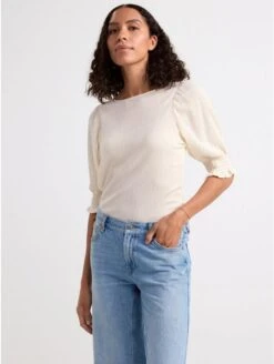 Lindex Femme - Haut à Manches Bouffantes - Light Beige - Drest