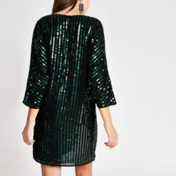 RIVER ISLAND -GREEN SABRINA SACK DRESS - Drest -Pas Cher Mode Séduisante Magasin black skinny mid rise molly jeggings 740397 back Product Page Zoom
