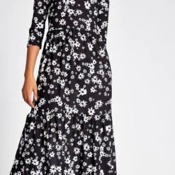 RIVER ISLAND -BLACK - PRINT LS TAMMY TIERED SMOCK DRESS - Drest -Pas Cher Mode Séduisante Magasin black skinny mid rise molly jeggings 742795 alt1 Product Page Zoom