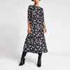 RIVER ISLAND -BLACK - PRINT LS TAMMY TIERED SMOCK DRESS - Drest