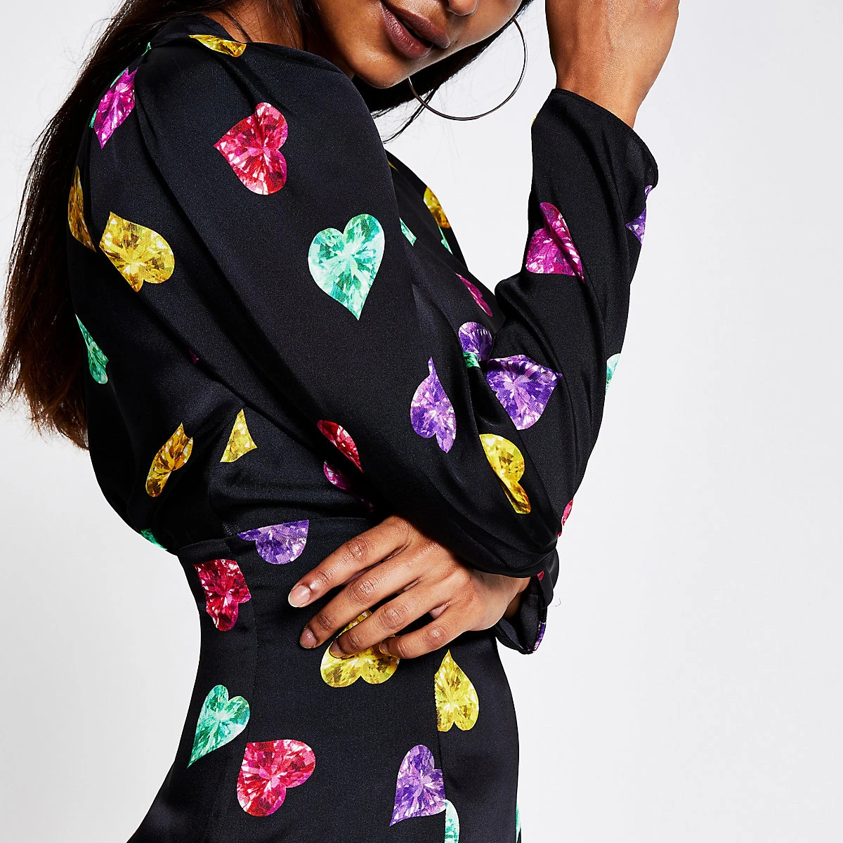 RIVER ISLAND -BLACK LS FRILL HEM STAR PRINT DRESS - Drest 2 RIVER ISLAND -BLACK LS FRILL HEM STAR PRINT DRESS - Drest – Image 2