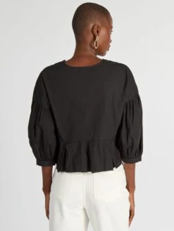 Kiabi Femme - Blouse Crop Top Avec Fentes Brodées - Noir - Drest -Pas Cher Mode Séduisante Magasin blouse crop top avec fentes brodees noir axl73 1 frb4