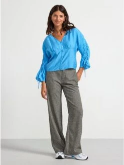 Lindex Femme - Chemisier Avec Cordons - Bleu - Drest