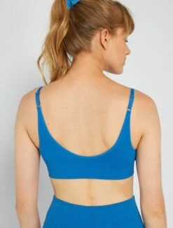 Kiabi Femme - Brassière De Sport Côtelé - Bleu - Drest -Pas Cher Mode Séduisante Magasin brassiere de sport cotele bleu atl64 1 frf4