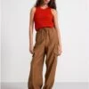Lindex Femme - Pantalon Cargo Large Taille Haute - Jamaica Earth - Drest