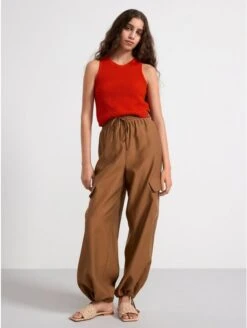 Lindex Femme - Pantalon Cargo Large Taille Haute - Jamaica Earth - Drest