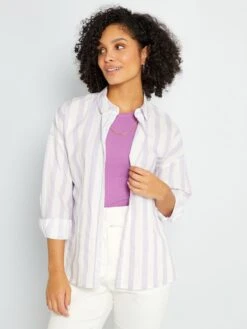 Kiabi Femme - Chemise à Rayures En Popeline - Violet - Drest