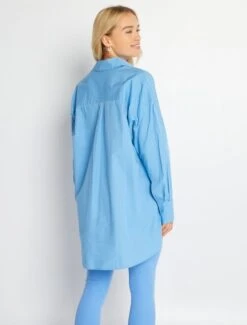 Kiabi Femme - Chemise Oversize En Popeline - Bleu - Drest -Pas Cher Mode Séduisante Magasin chemise oversize en popeline bleu aee08 7 frf3