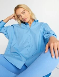 Kiabi Femme - Chemise Oversize En Popeline - Bleu - Drest -Pas Cher Mode Séduisante Magasin chemise oversize en popeline bleu aee08 7 frf4