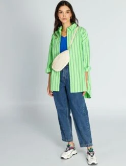 Pas Cher Mode Séduisante Magasin -Pas Cher Mode Séduisante Magasin chemise oversize en popeline vert a rayures aee08 5 frf2