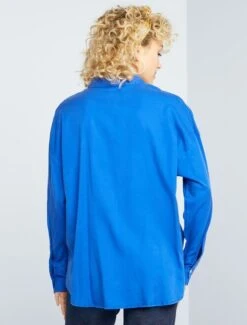 Kiabi Femme - Chemise Unie à Manches Longues - Bleu - Drest -Pas Cher Mode Séduisante Magasin chemise unie a manches longues bleu aee34 1 frf3
