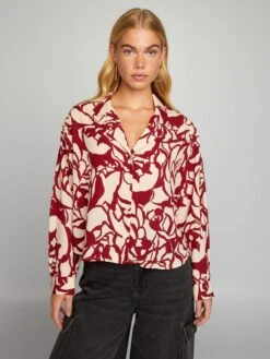 Kiabi Femme - Chemisier à Fleurs - AOP BDX - Drest -Pas Cher Mode Séduisante Magasin chemisier a fleurs bordeauxbeige bfj49 1 frb3