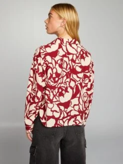 Kiabi Femme - Chemisier à Fleurs - AOP BDX - Drest -Pas Cher Mode Séduisante Magasin chemisier a fleurs bordeauxbeige bfj49 1 frb4