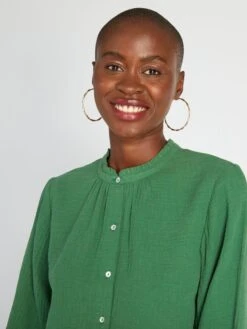 Kiabi Femme - Chemisier En Gaze De Coton Col Montant - Vert - Drest -Pas Cher Mode Séduisante Magasin chemisier en gaze de coton col montant vert aee49 4 frb3