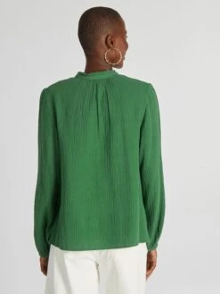 Kiabi Femme - Chemisier En Gaze De Coton Col Montant - Vert - Drest -Pas Cher Mode Séduisante Magasin chemisier en gaze de coton col montant vert aee49 4 frb4