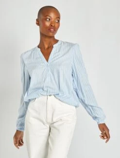 KIABI Femme - Chemisier Fluide Rayé All-over - Bleu - Drest