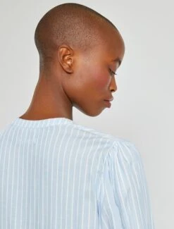 KIABI Femme - Chemisier Fluide Rayé All-over - Bleu - Drest -Pas Cher Mode Séduisante Magasin chemisier fluide bleu femme du 34 au 48 zp073 3 frf4