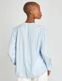 KIABI Femme - Chemisier Fluide Rayé All-over - Bleu - Drest -Pas Cher Mode Séduisante Magasin chemisier fluide bleu femme du 34 au 48 zp073 3 frf5